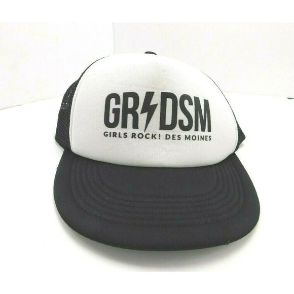 "Girls Rock Des Moines" Womens Iowa Hat Cap Snapback Black White HitWear Brand - Picture 1 of 9